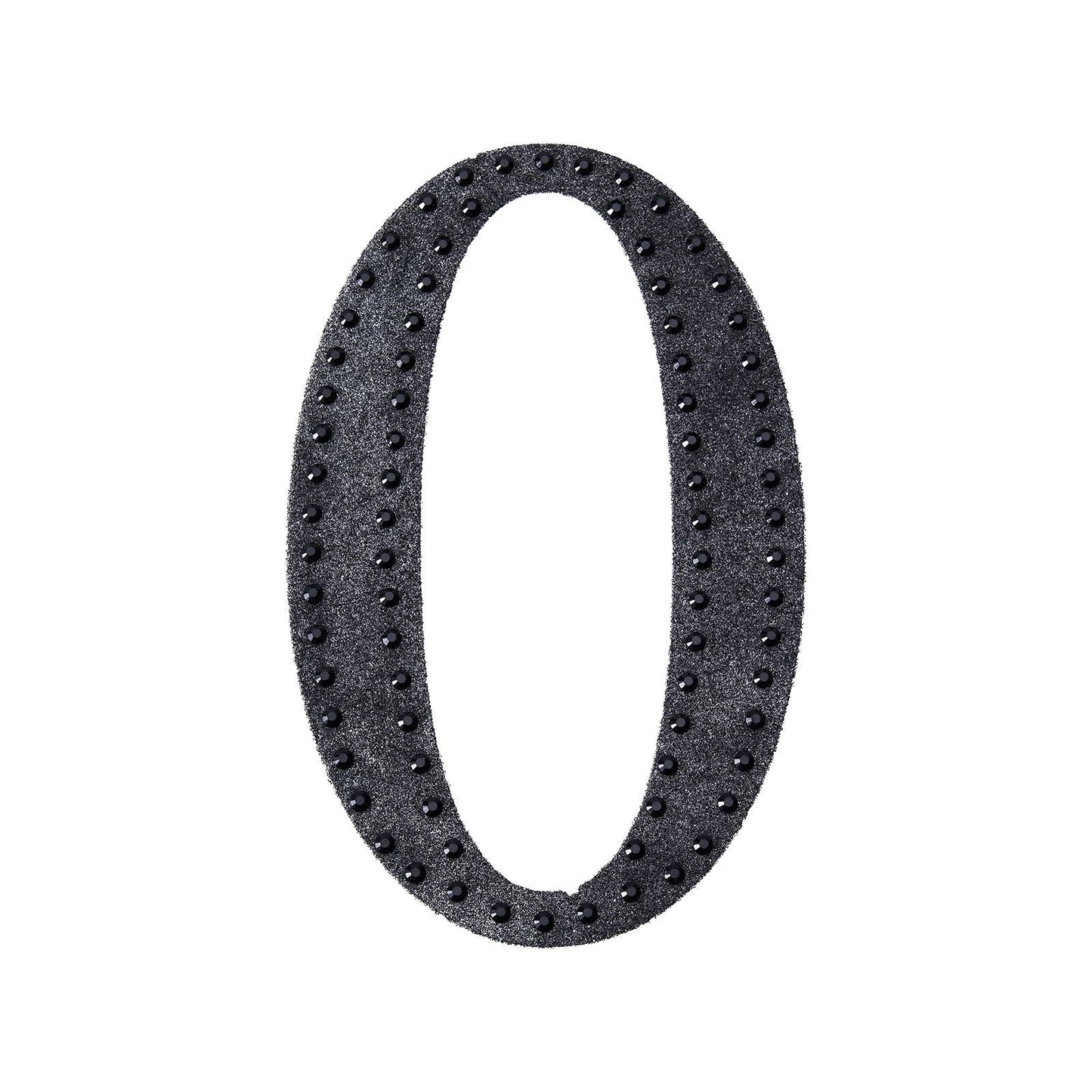 Black rhinestone decorative letter sticker "O" for DIY crafts.
