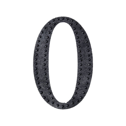 Black rhinestone decorative letter sticker "O" for DIY crafts.