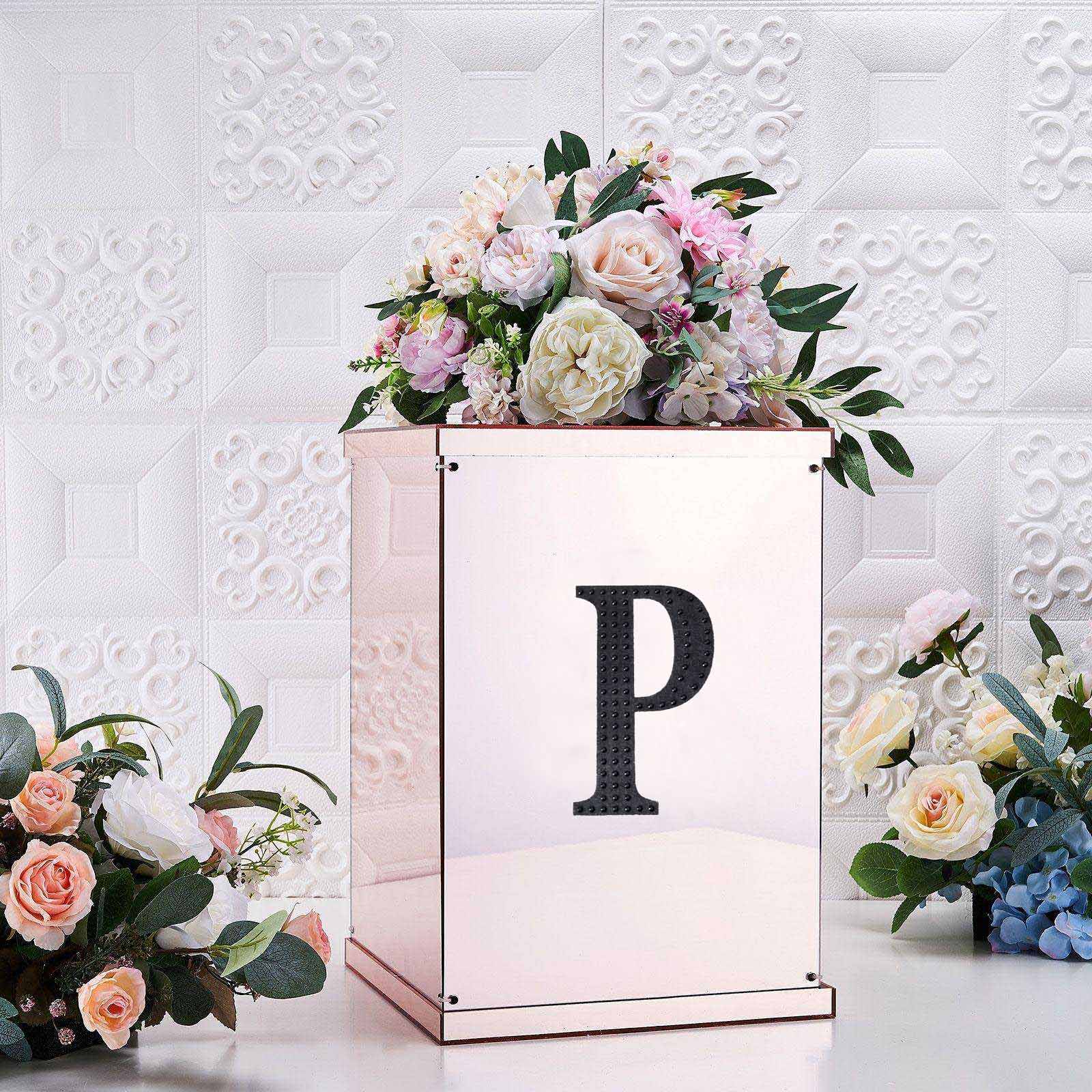 Stickers 6 Inch Black Decorative Rhinestone Alphabet Letter P