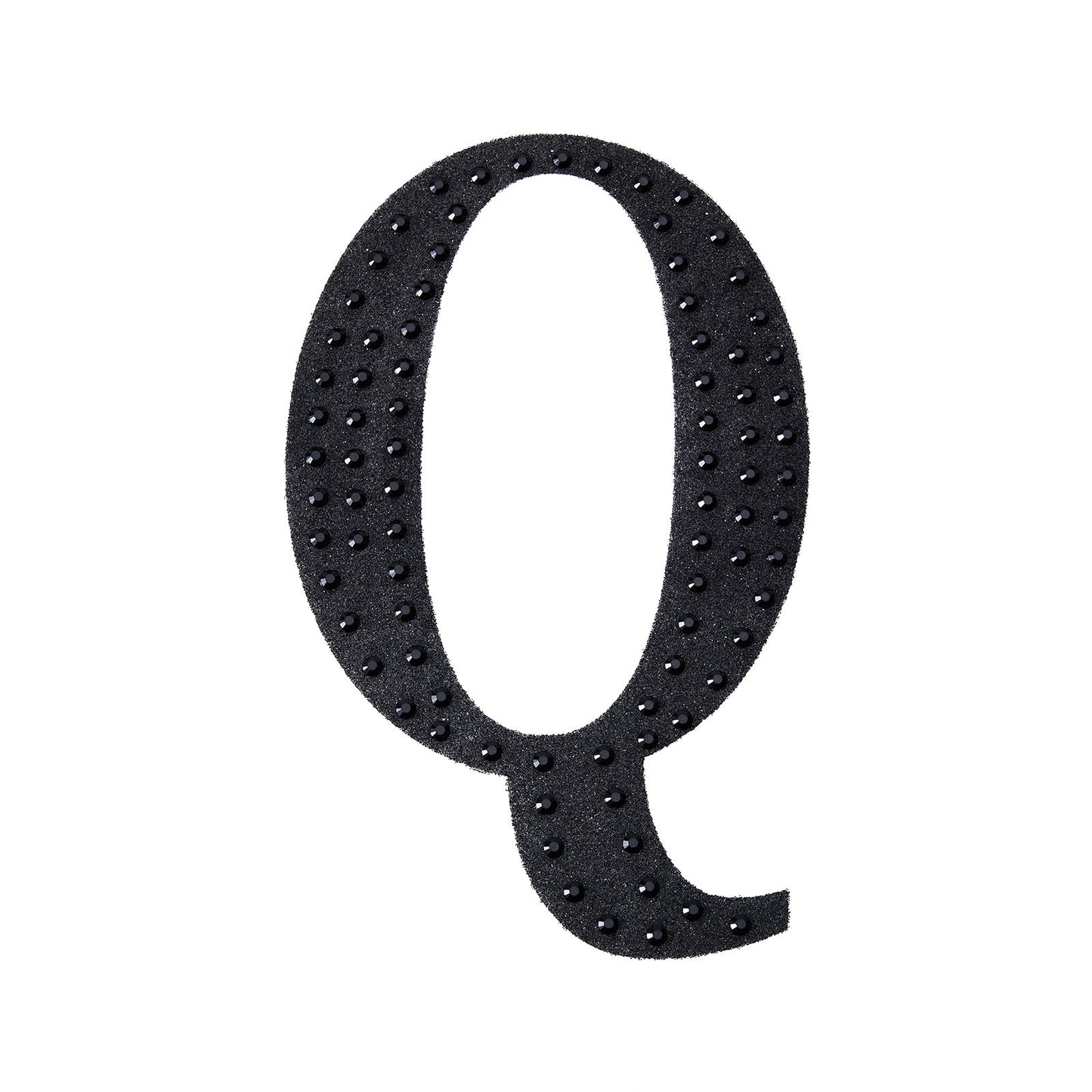 Black rhinestone letter "Q" sticker for DIY crafts.