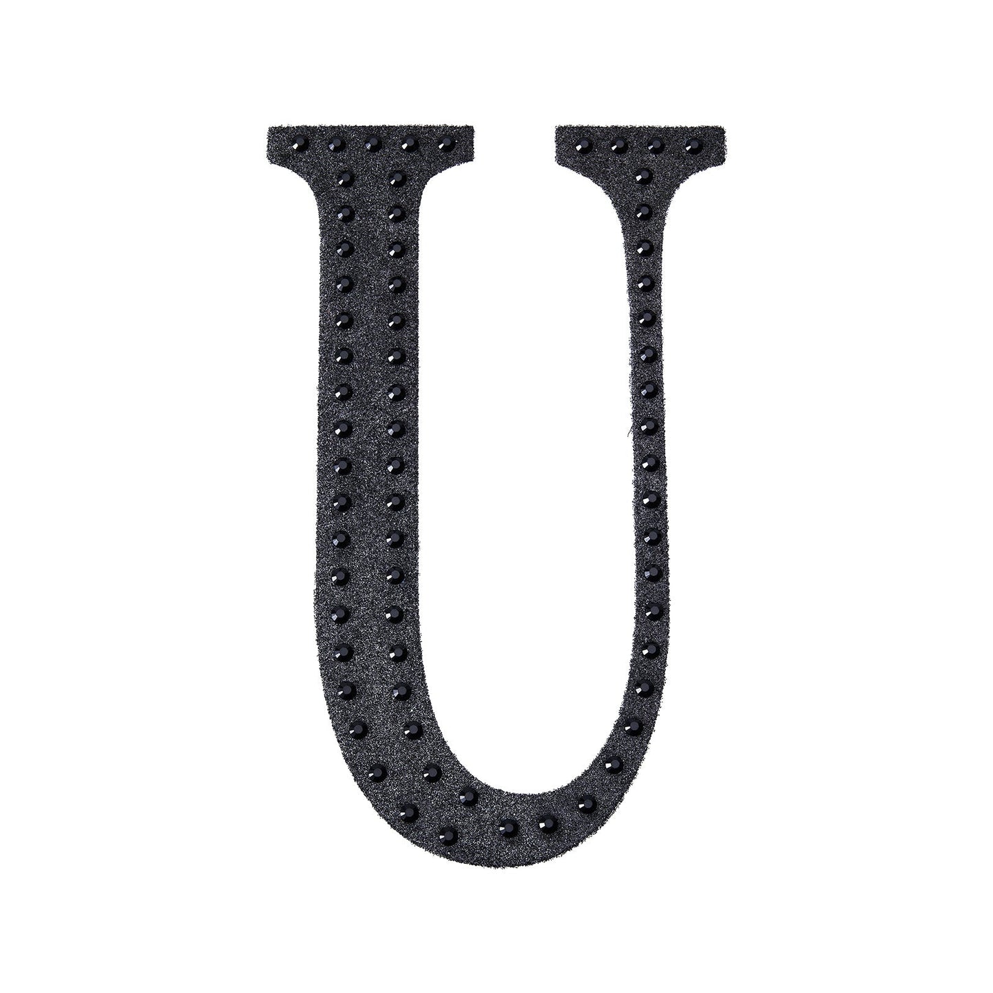 Decorative Rhinestone Alphabet Letter U 6 Inch Black Stickers#whtbkgd
