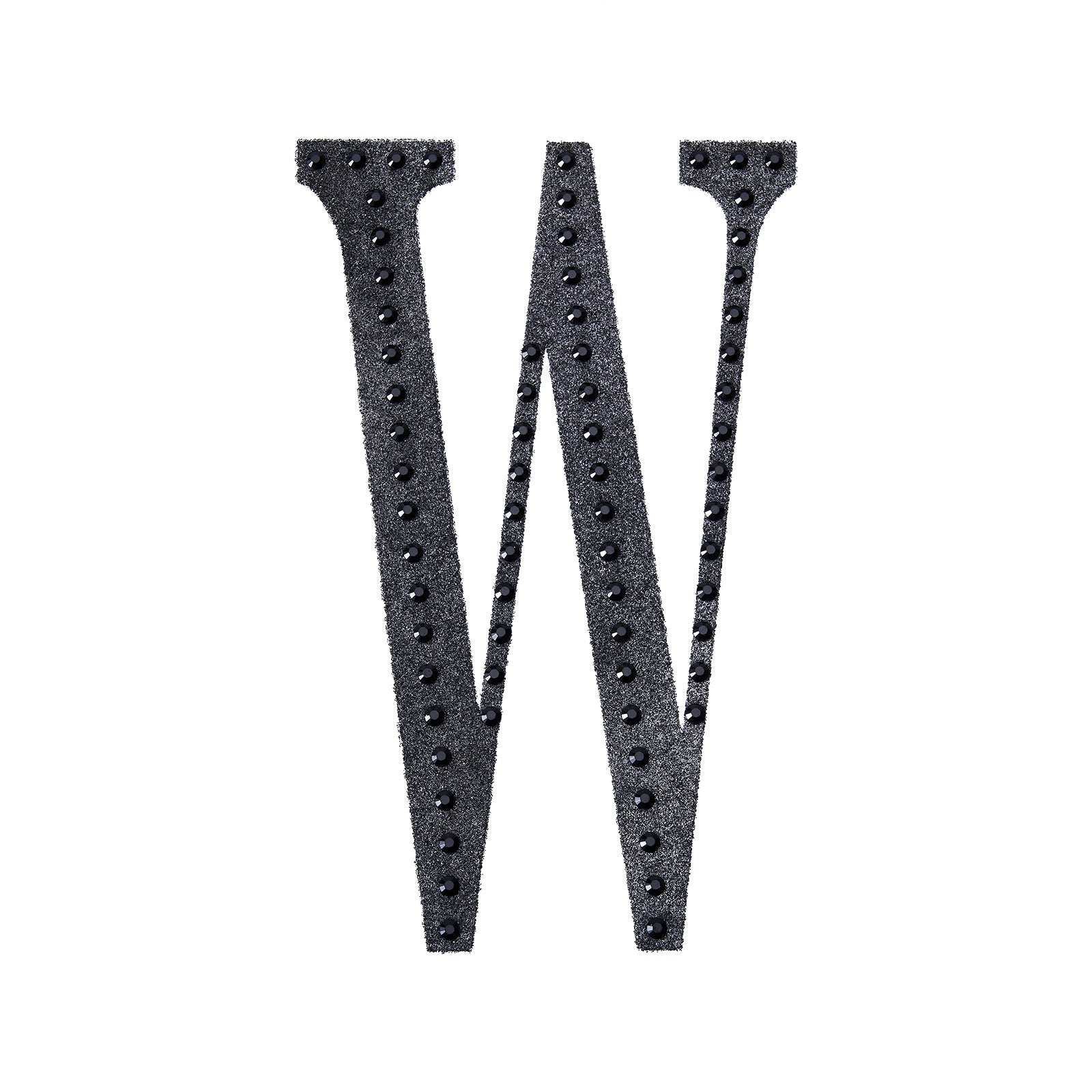 Black decorative rhinestone letter sticker "W" for DIY crafts.