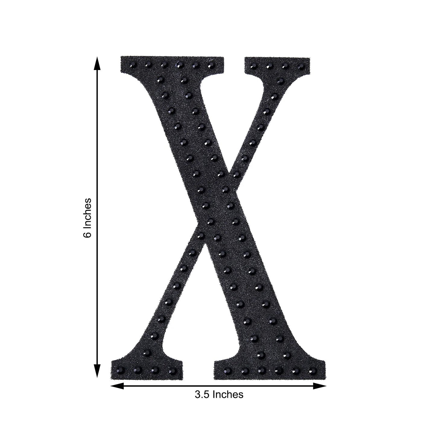 Black decorative rhinestone letter sticker "X" for DIY crafts.