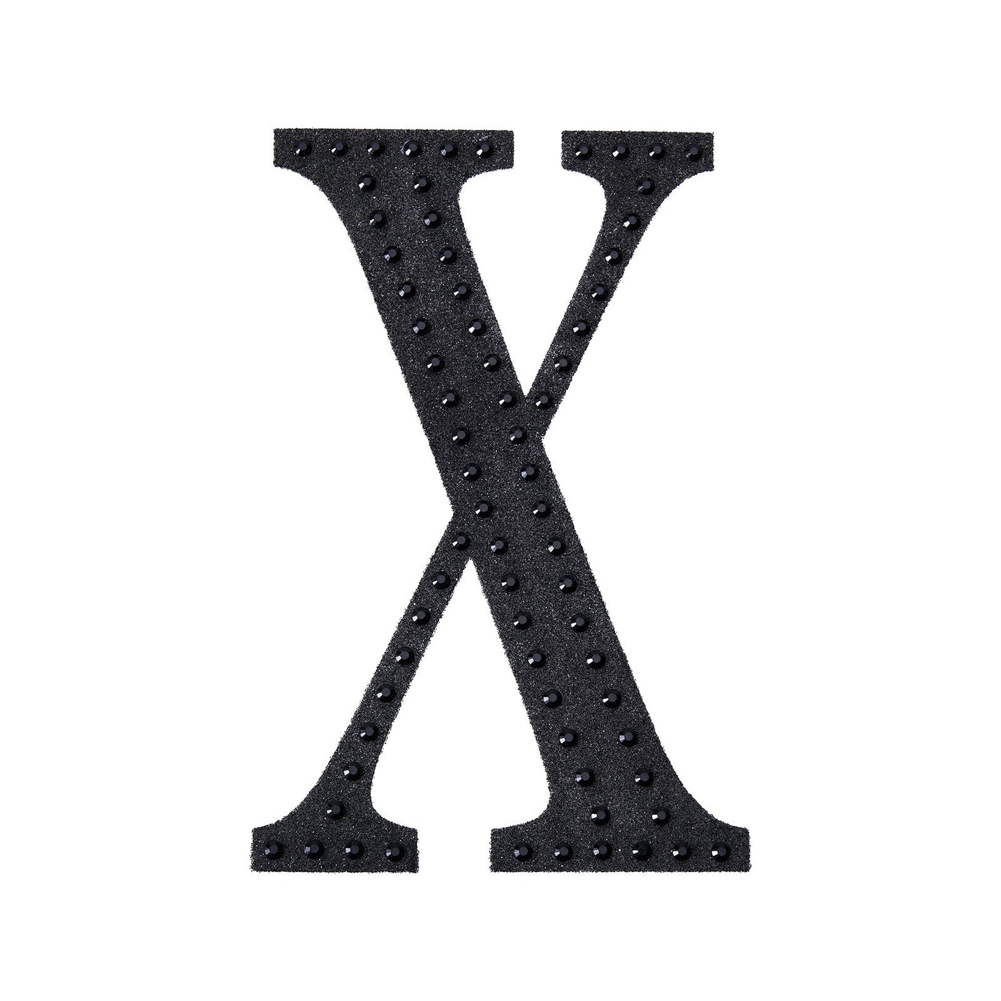 Black rhinestone letter sticker "X" for DIY crafts.