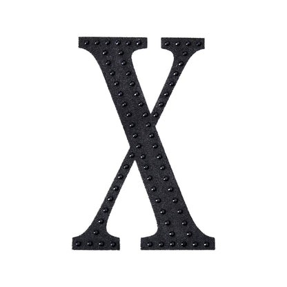 Black rhinestone letter sticker "X" for DIY crafts.