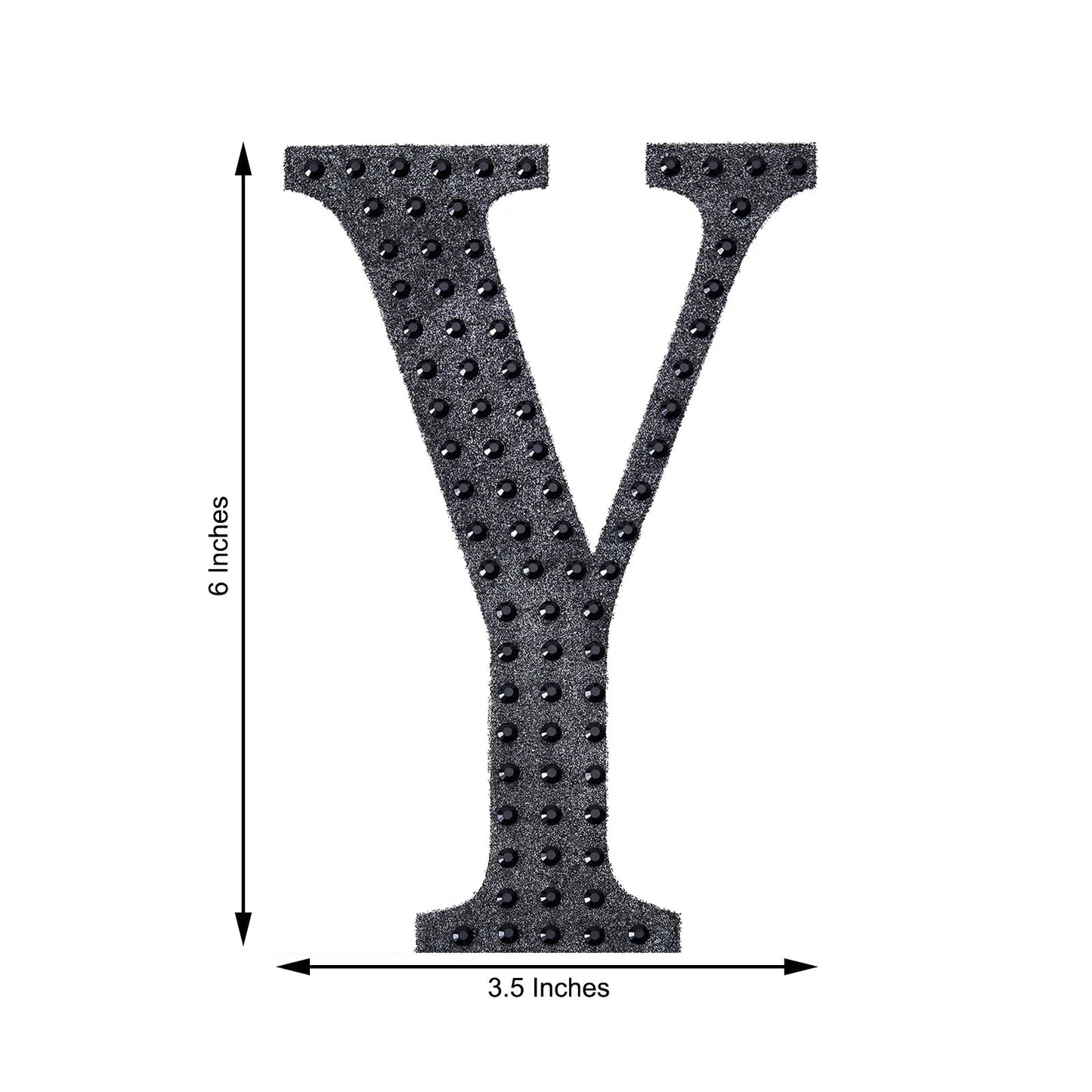 Alphabet Y Letter 6 Inch Black Decorative Rhinestone Stickers DIY Crafts