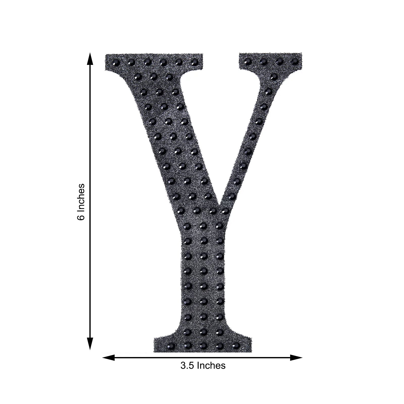 Alphabet Y Letter 6 Inch Black Decorative Rhinestone Stickers DIY Crafts