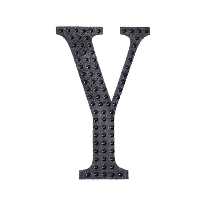 6 Inch Decorative Rhinestone Alphabet Letter Y Black Stickers DIY Crafts#whtbkgd