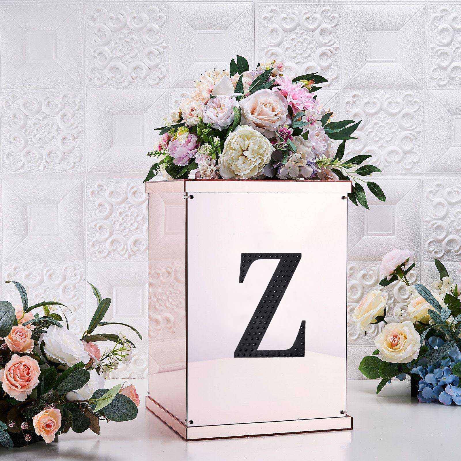 Stickers 6 Inch Black Decorative Rhinestone Alphabet Letter Z DIY Crafts