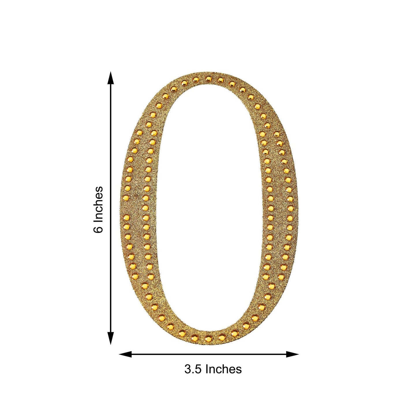 6inch Gold Decorative Rhinestone Number Stickers DIY Crafts - 0