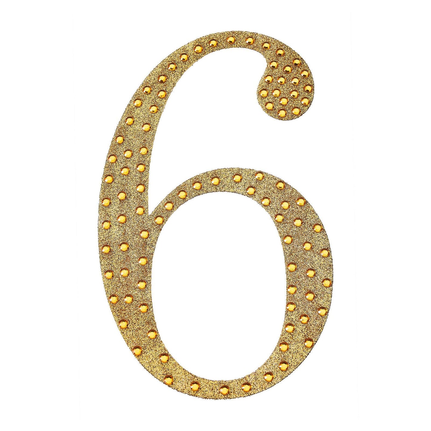 Decorative Rhinestone Number 6 Gold Stickers DIY Crafts 6 Inch#whtbkgd