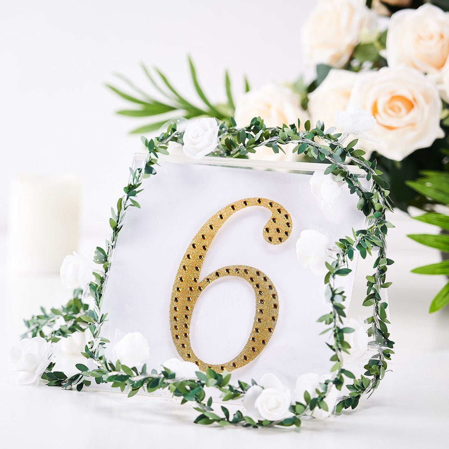Gold 6 Inch Decorative Rhinestone Number 6 Stickers DIY Crafts