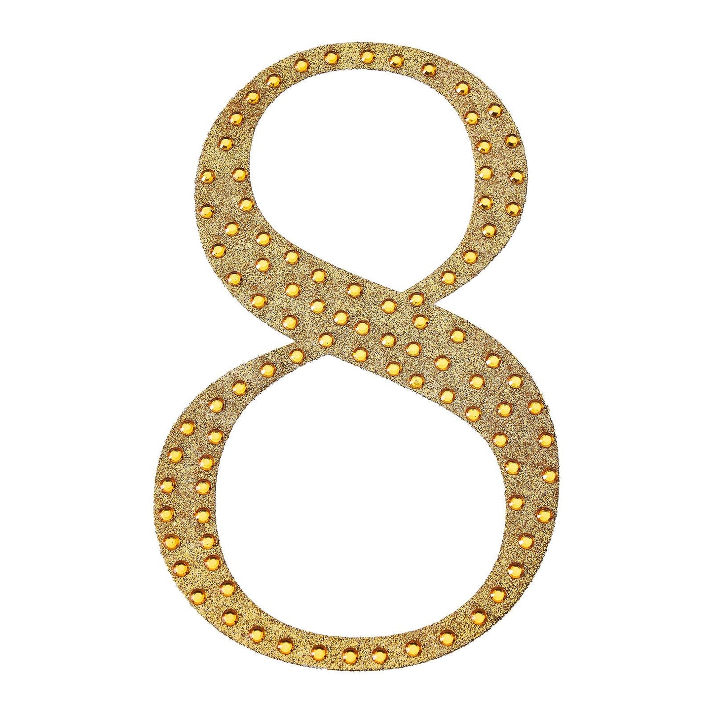 Decorative Rhinestone Number 8 Gold Stickers DIY Crafts 6 Inch#whtbkgd