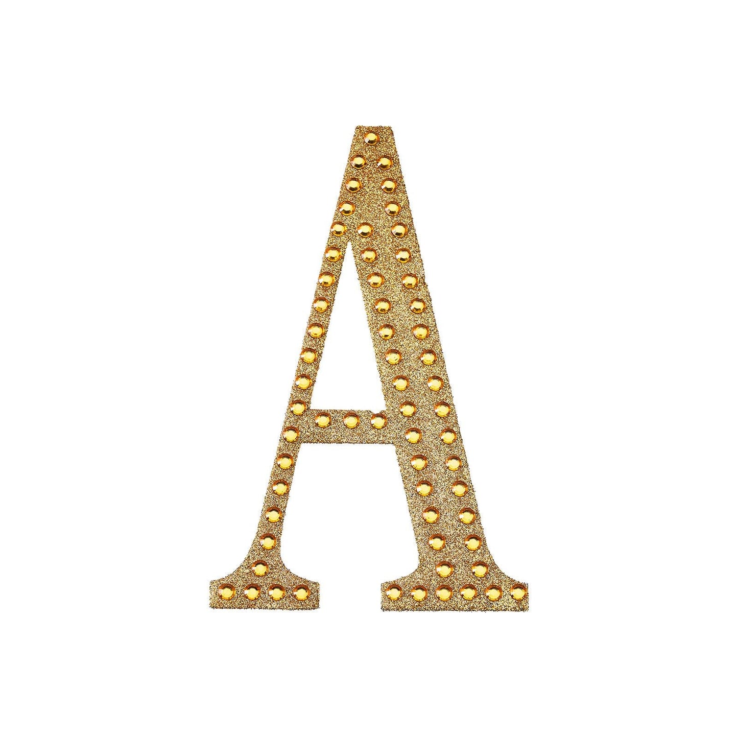 Decorative Rhinestone Alphabet Letter A 6 Inch Gold Stickers#whtbkgd