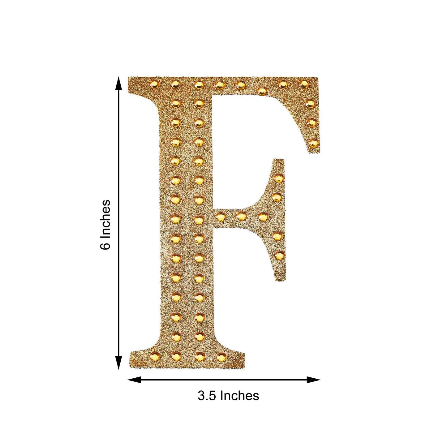 Decorative 6 Inch Gold Rhinestone Alphabet Letter F Stickers DIY Crafts 