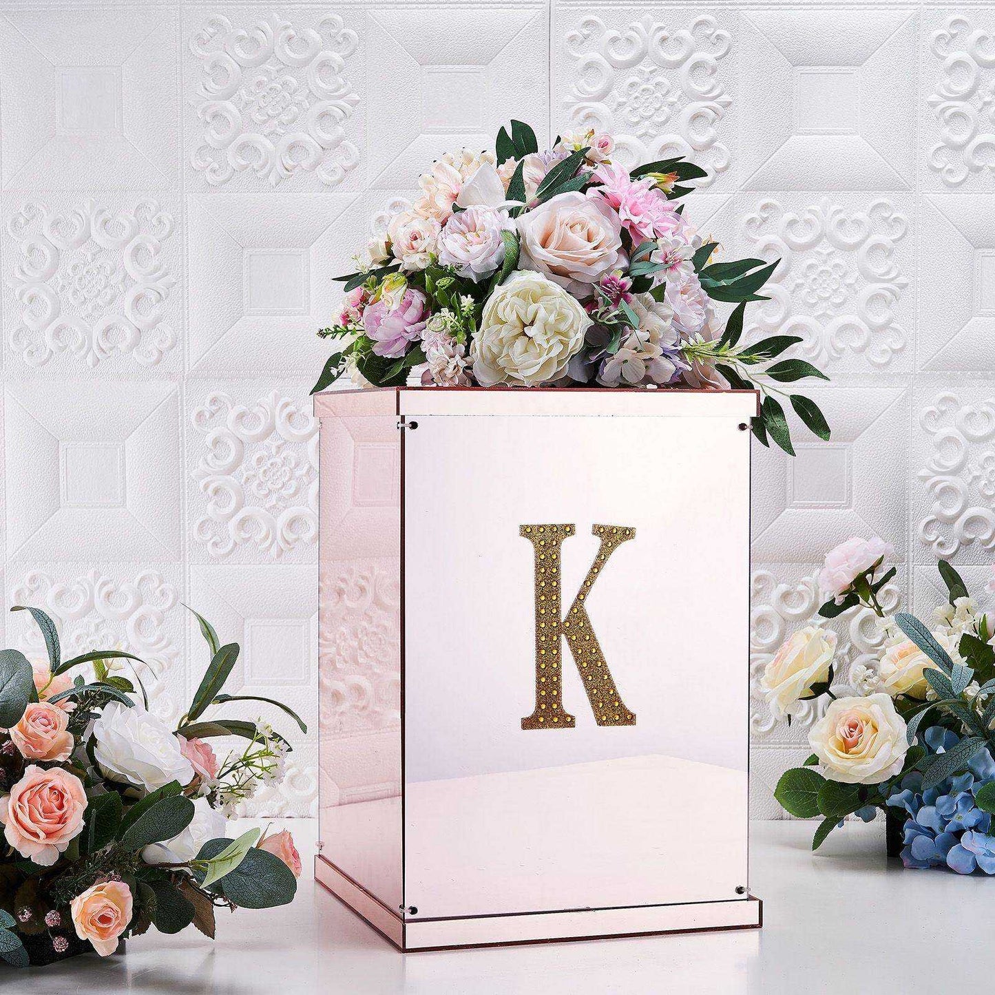 6" Gold Decorative Rhinestone Alphabet Letter Stickers DIY Crafts - K