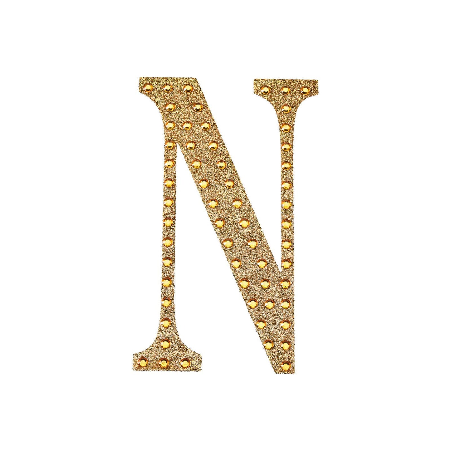 Decorative Rhinestone Alphabet Letter N 6 Inch Gold Stickers DIY Crafts#whtbkgd