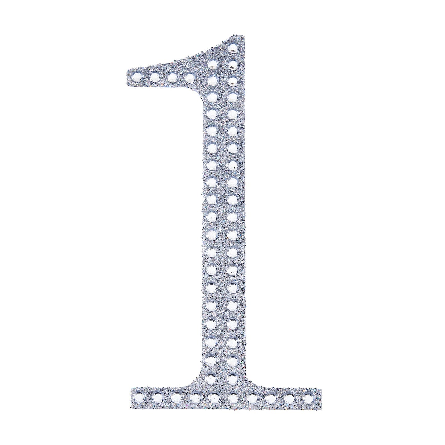 Decorative Rhinestone Number 1 Silver Stickers DIY Crafts 6 Inch#whtbkgd