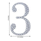 Decorative 6 Inch Silver Rhinestone Number 3 Stickers DIY Crafts 