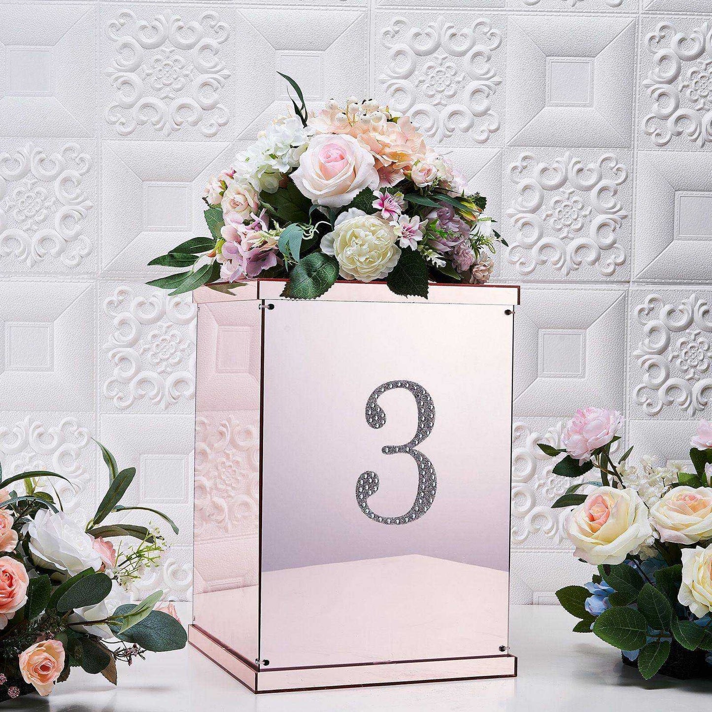 6" Silver Decorative Rhinestone Number Stickers DIY Crafts - 3