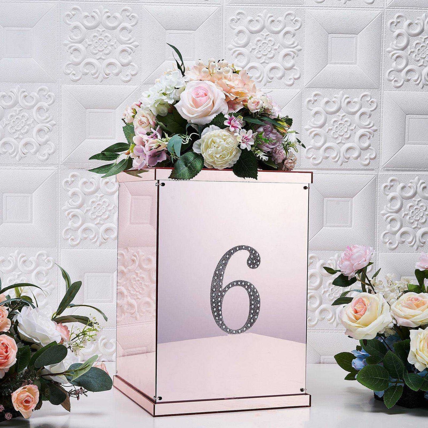 6" Silver Decorative Rhinestone Number Stickers DIY Crafts - 6