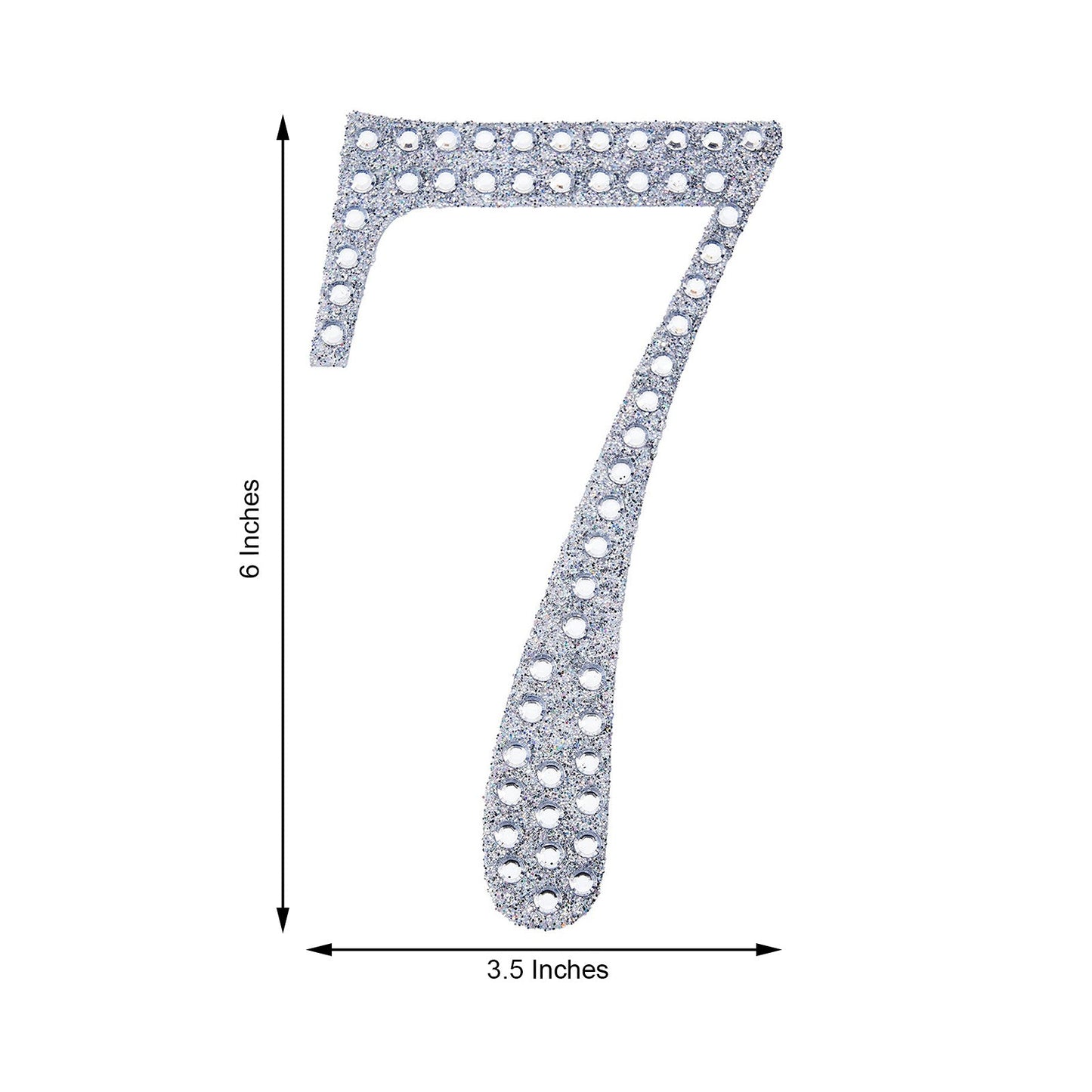 Decorative 6 Inch Silver Rhinestone Number 7 Stickers DIY Crafts 