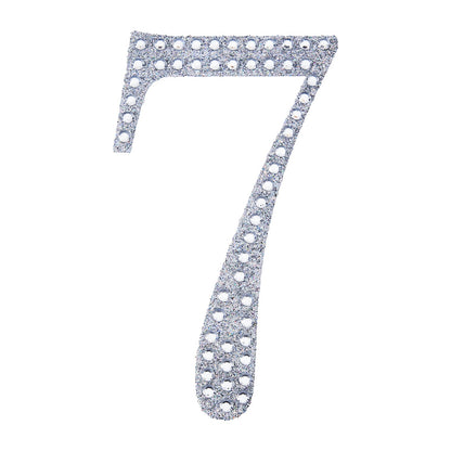Decorative Rhinestone Number 7 Silver Stickers DIY Crafts 6 Inch#whtbkgd