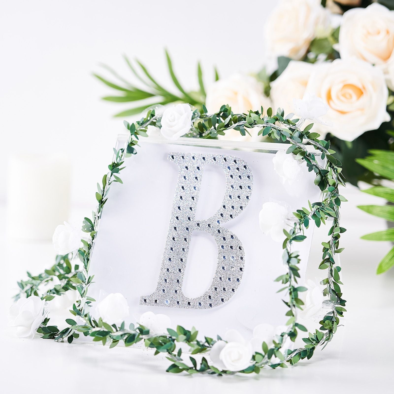 Silver 6 Inch Decorative Rhinestone Alphabet Letter B Stickers DIY Crafts