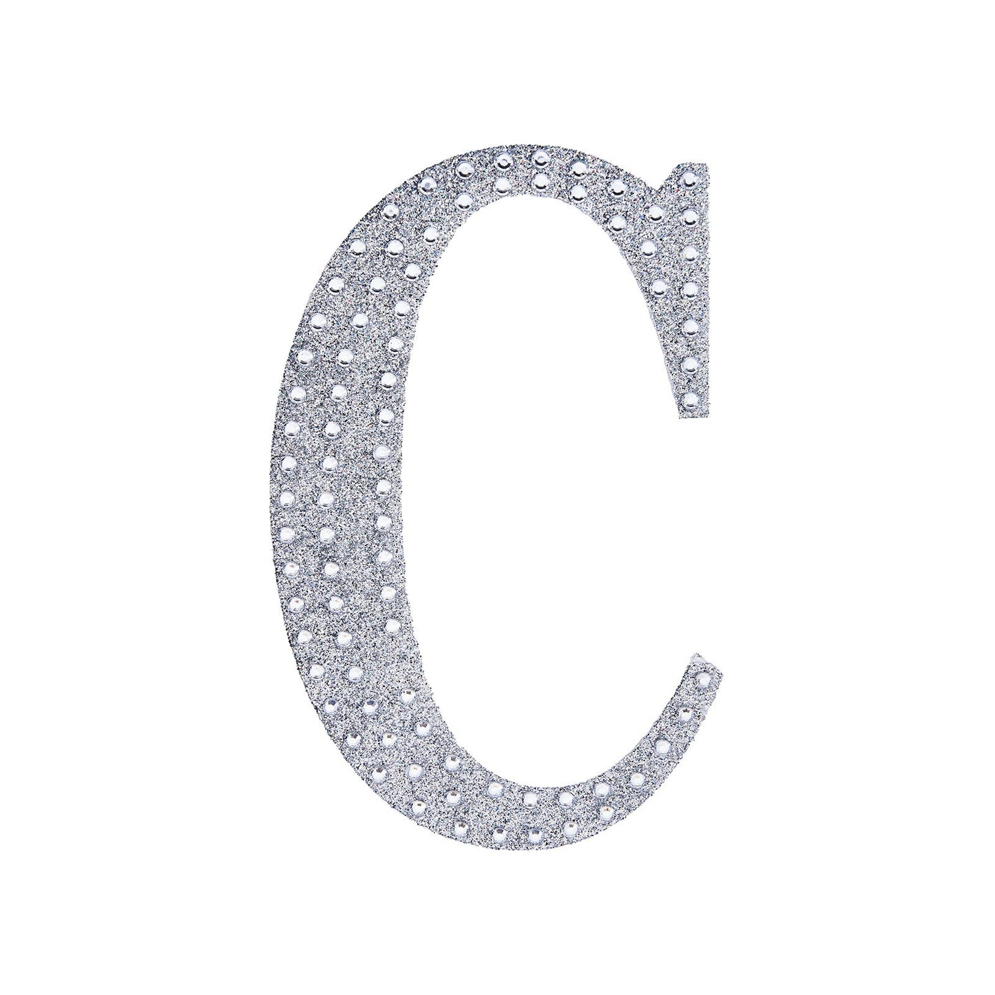 6 Inch Decorative Rhinestone Alphabet Letter C Silver Stickers DIY Crafts#whtbkgd