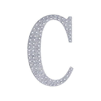 6 Inch Decorative Rhinestone Alphabet Letter C Silver Stickers DIY Crafts#whtbkgd