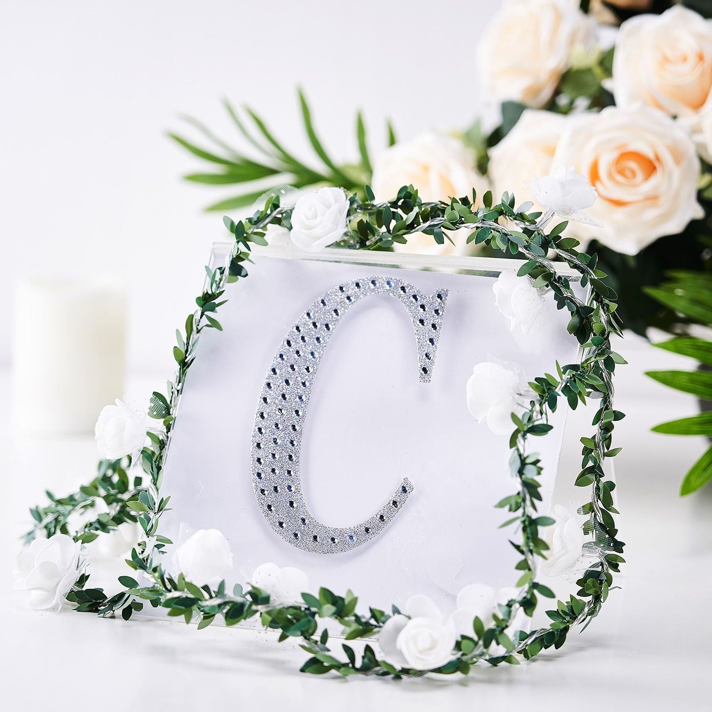 Rhinestone 6 Inch Silver Decorative Alphabet Letter C Stickers DIY Crafts