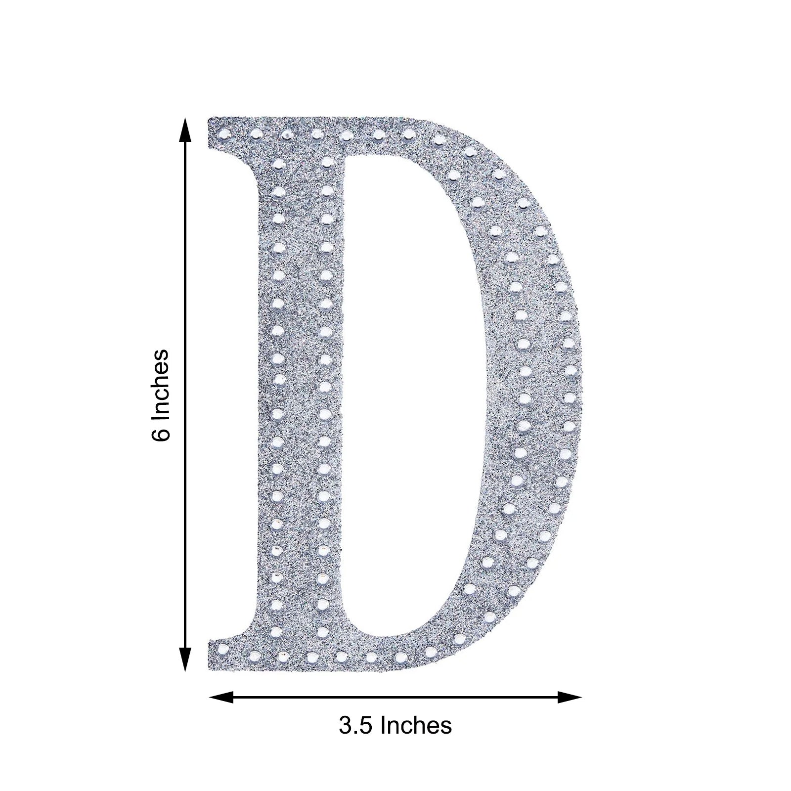 6 inch Silver Decorative Rhinestone Alphabet Letter Stickers DIY Crafts - D
