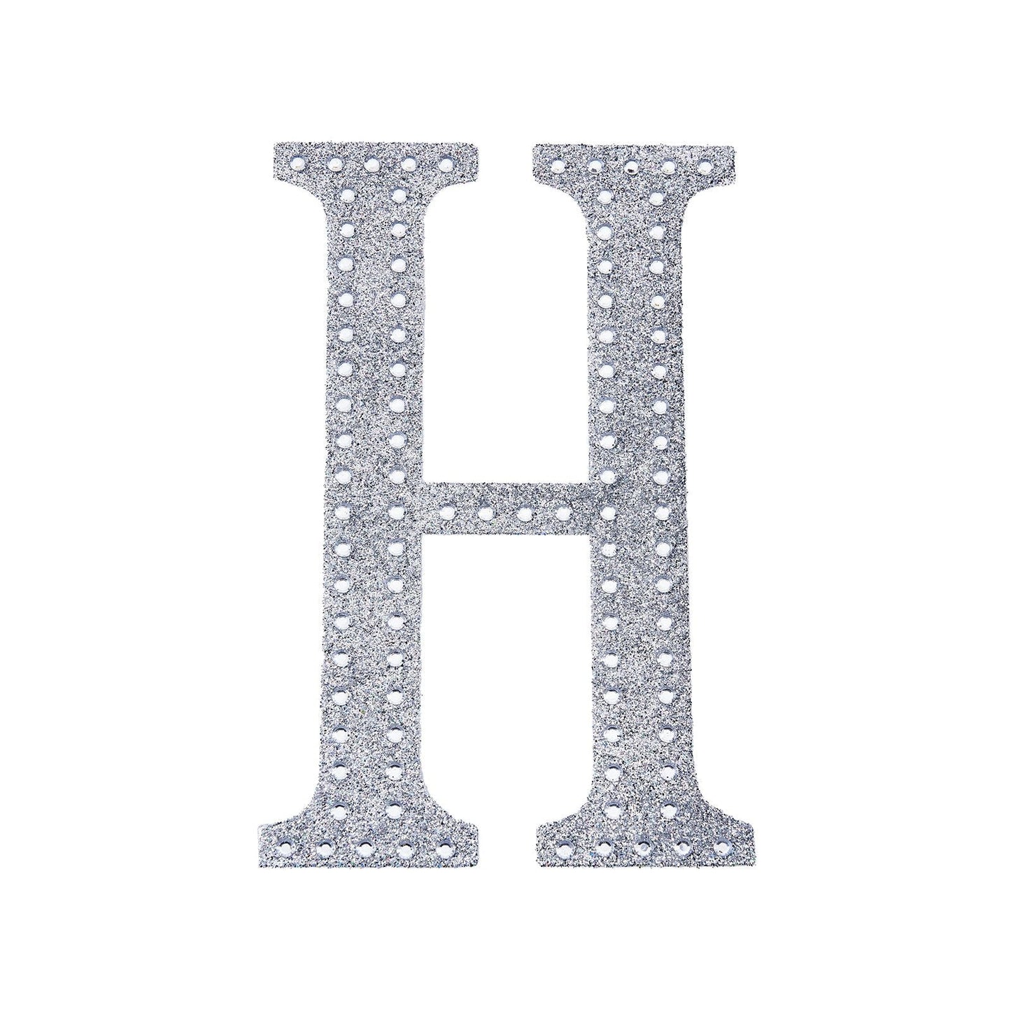 Decorative Rhinestone Alphabet Letter H 6 Inch Silver Stickers DIY Crafts#whtbkgd