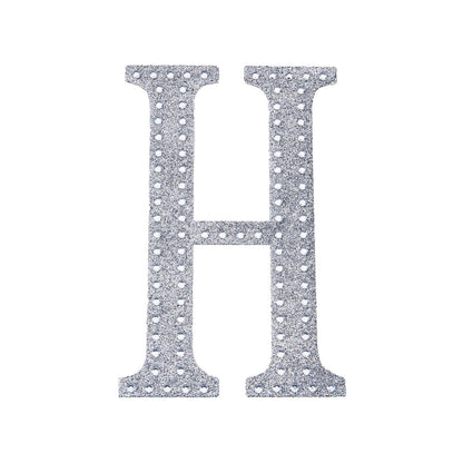 Decorative Rhinestone Alphabet Letter H 6 Inch Silver Stickers DIY Crafts#whtbkgd