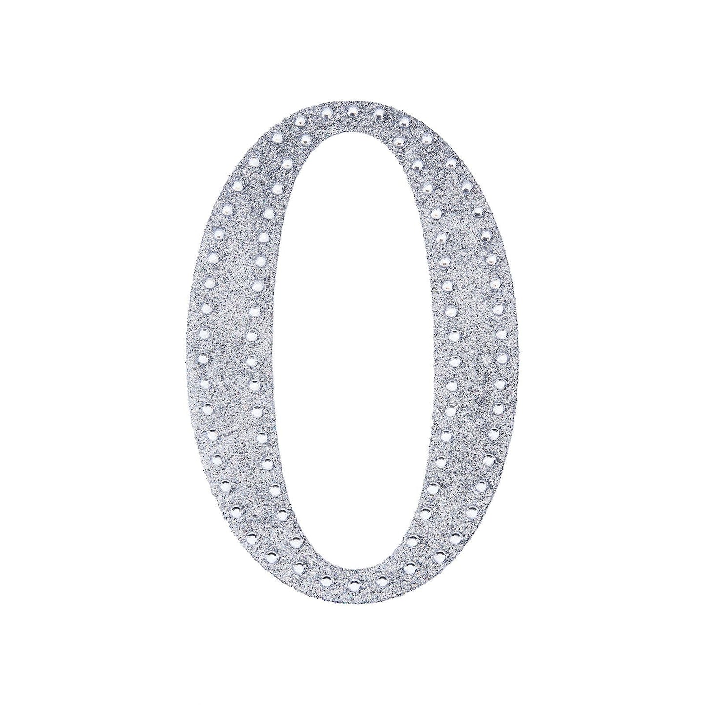 Silver decorative rhinestone letter "O" sticker for DIY crafts.