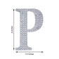 Silver rhinestone letter "P" sticker for DIY crafts, 6 inches tall.