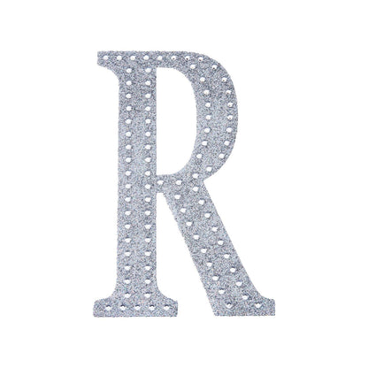 Decorative Rhinestone Alphabet Letter R 6 Inch Silver Stickers DIY Crafts#whtbkgd