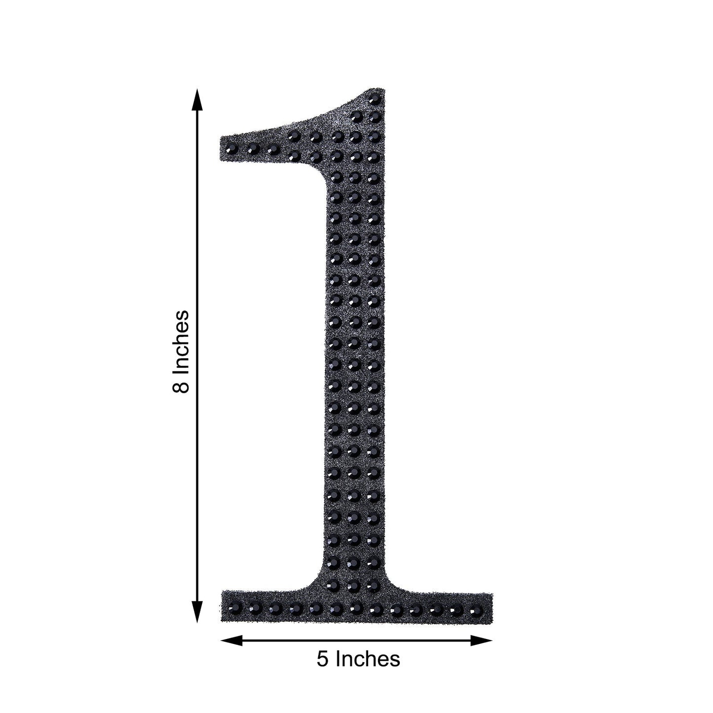Decorative 8 Inch Black Rhinestone Number 1 Stickers 