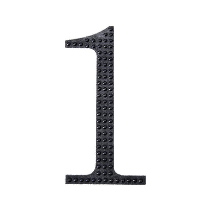 Number 1 Black Decorative Rhinestone 8 Inch Stickers#whtbkgd