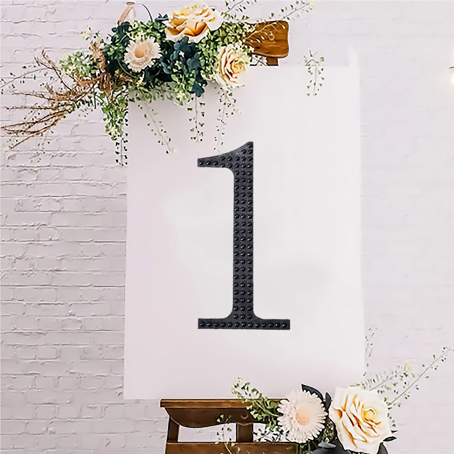 8" Black Decorative Rhinestone Number Stickers DIY Crafts - 1