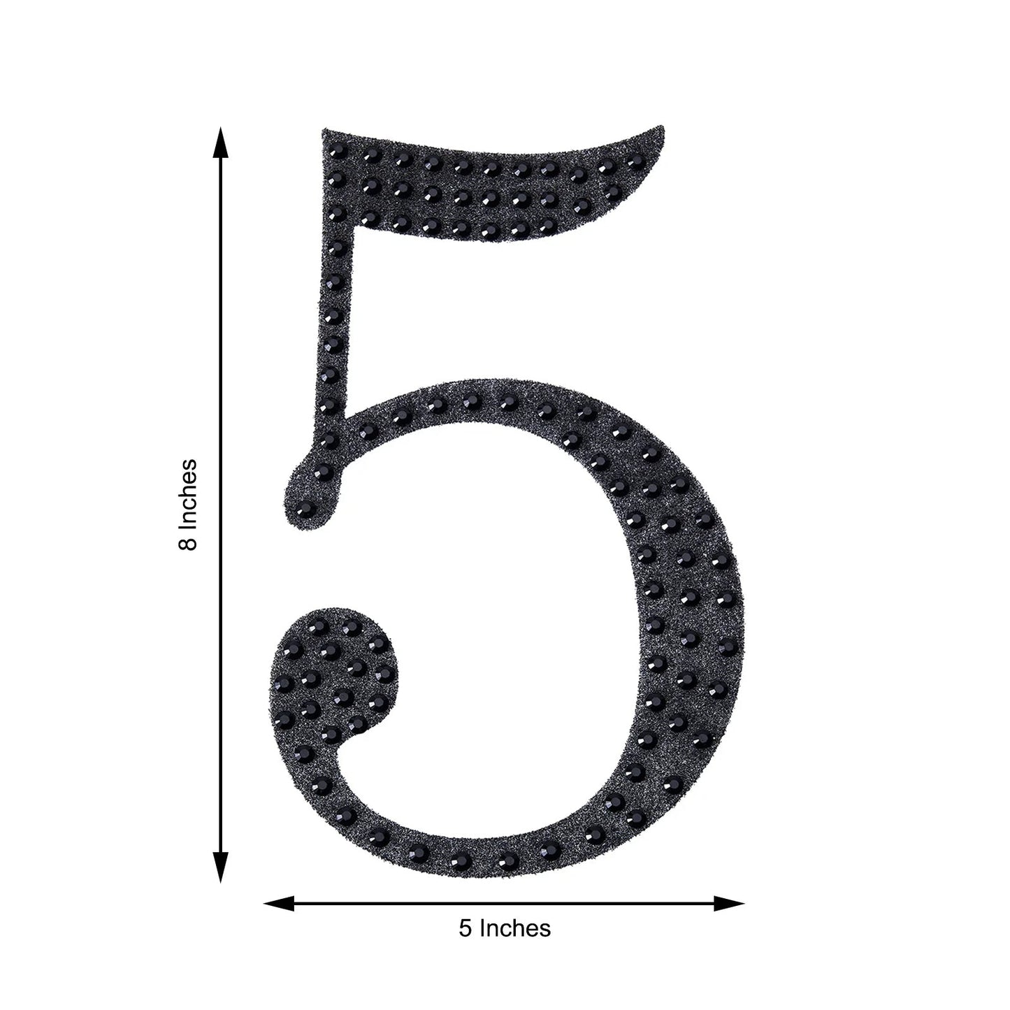 Black decorative rhinestone number sticker - 5 inches tall.