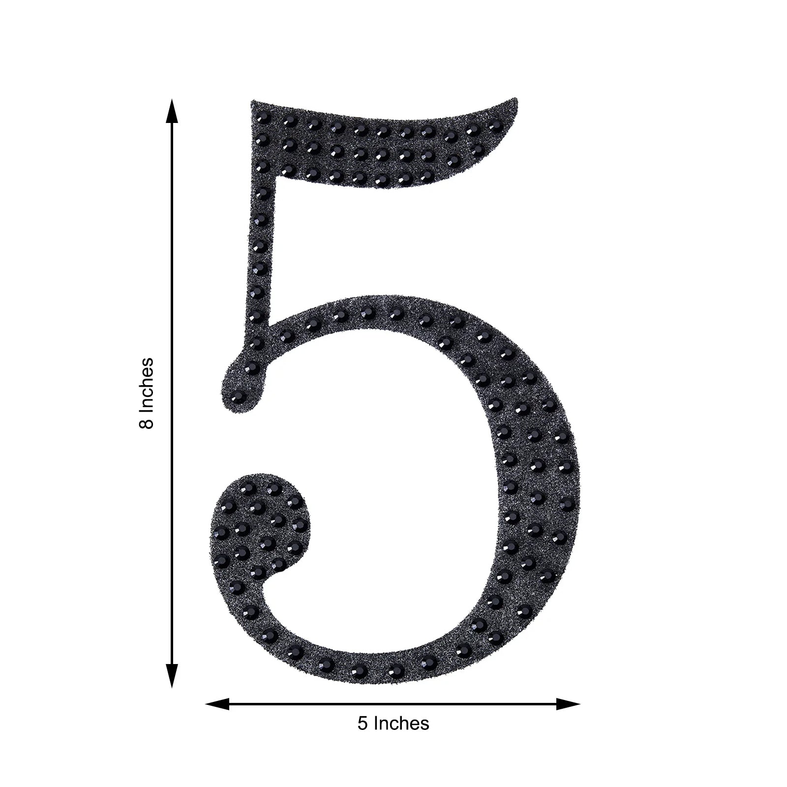 Black decorative rhinestone number sticker - 5 inches tall.