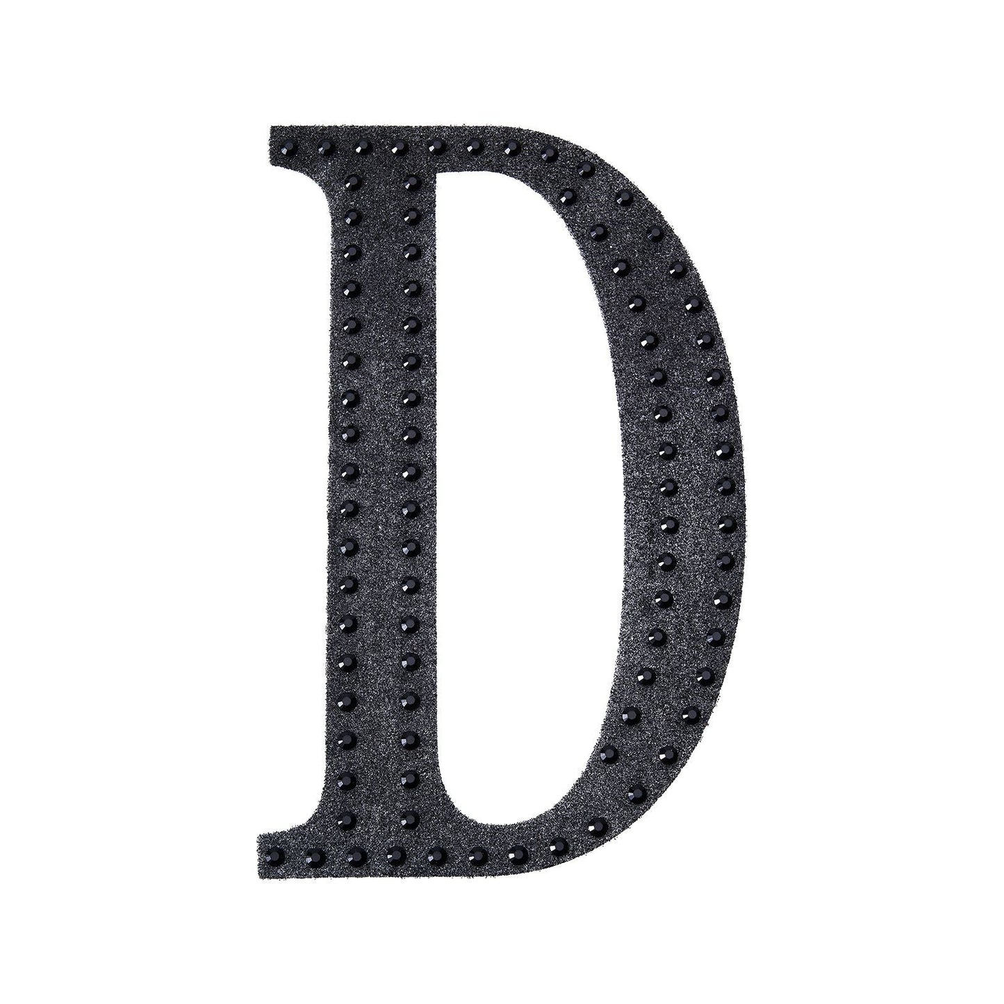 Alphabet Letter D Black Decorative Rhinestone 8 Inch Stickers#whtbkgd 