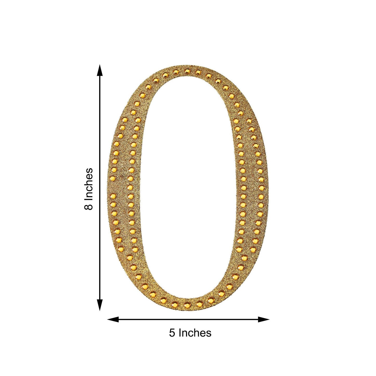 8 Inch | Gold Decorative Rhinestone Number Stickers DIY Crafts - 0