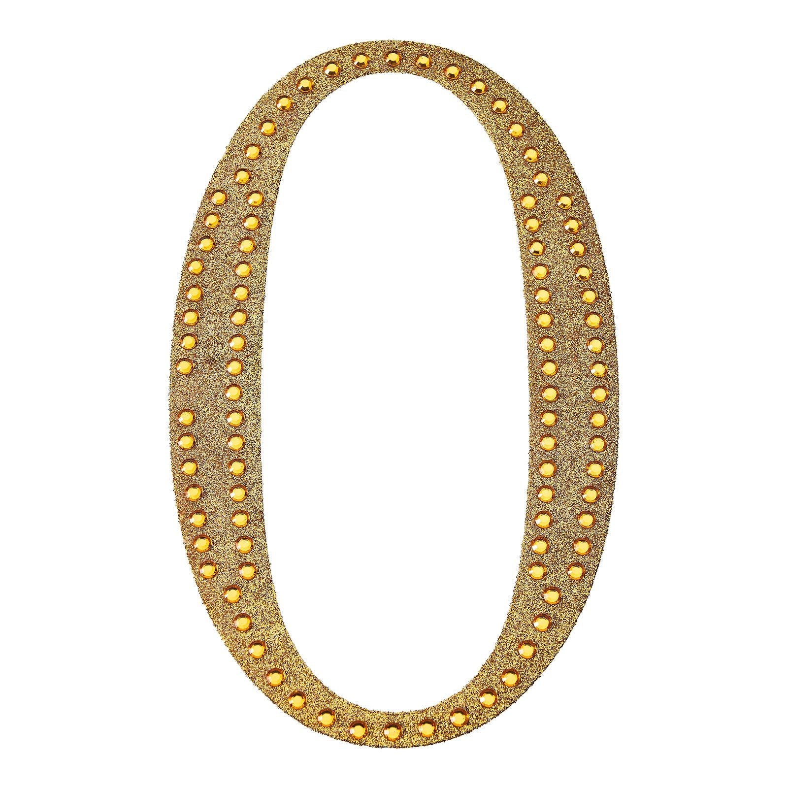 8 Inch Decorative Rhinestone Number 0 Gold Stickers DIY Crafts#whtbkgd
