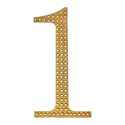 8 Inch Decorative Rhinestone Number 1 Gold Stickers DIY Crafts#whtbkgd