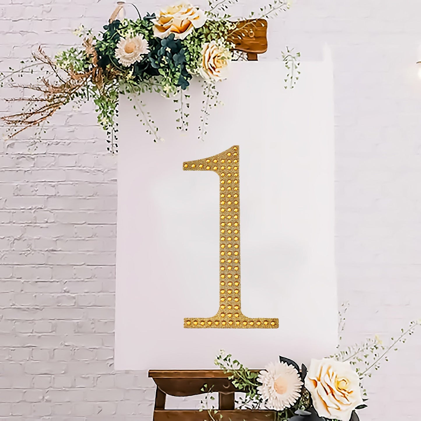 8" Gold Decorative Rhinestone Number Stickers DIY Crafts - 1