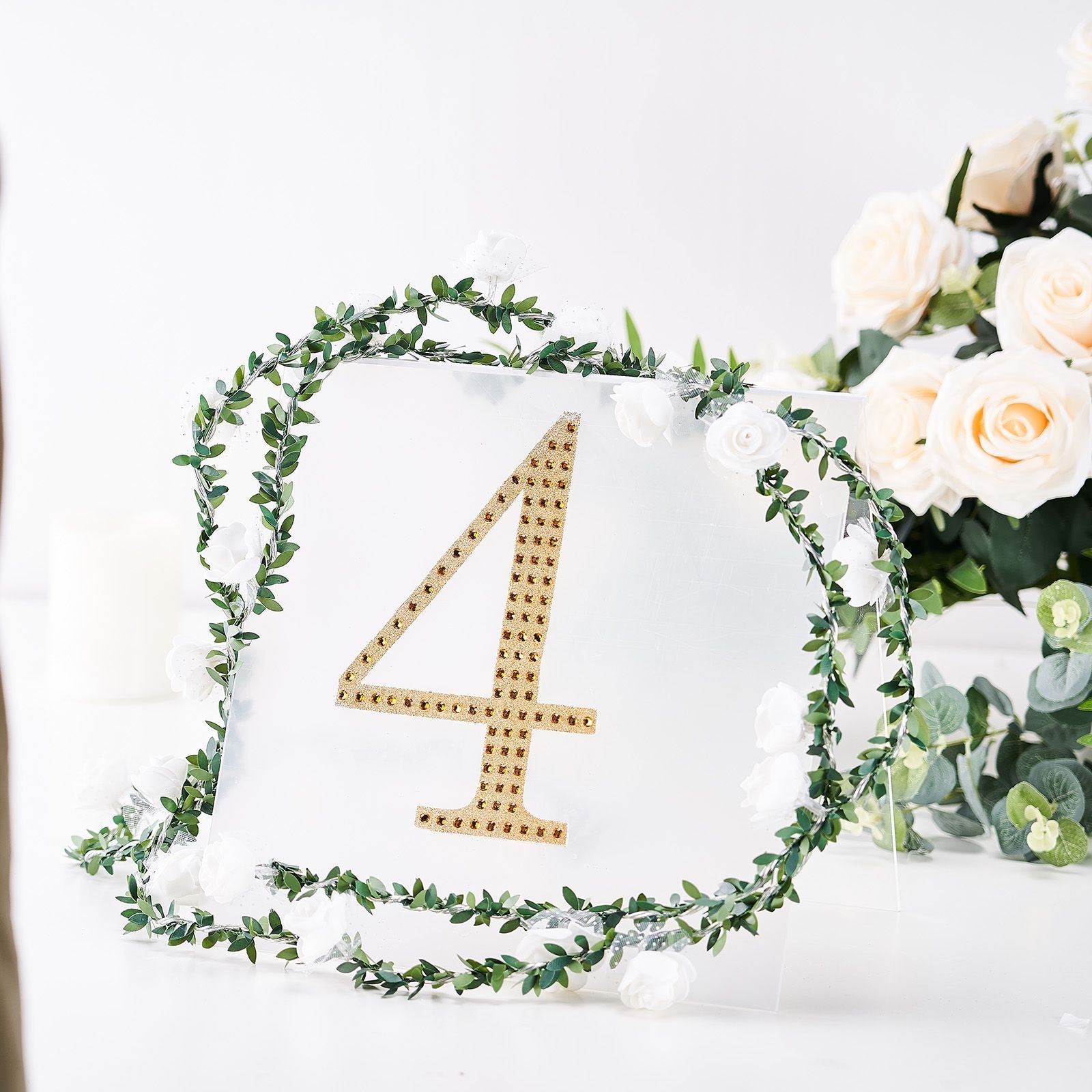 Stickers 8 Inch Gold Decorative Rhinestone Number 4 DIY Crafts