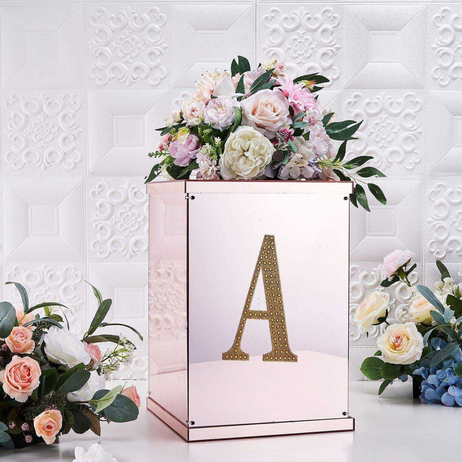 Gold 8 Inch Decorative Rhinestone Alphabet Letter A Stickers DIY Crafts