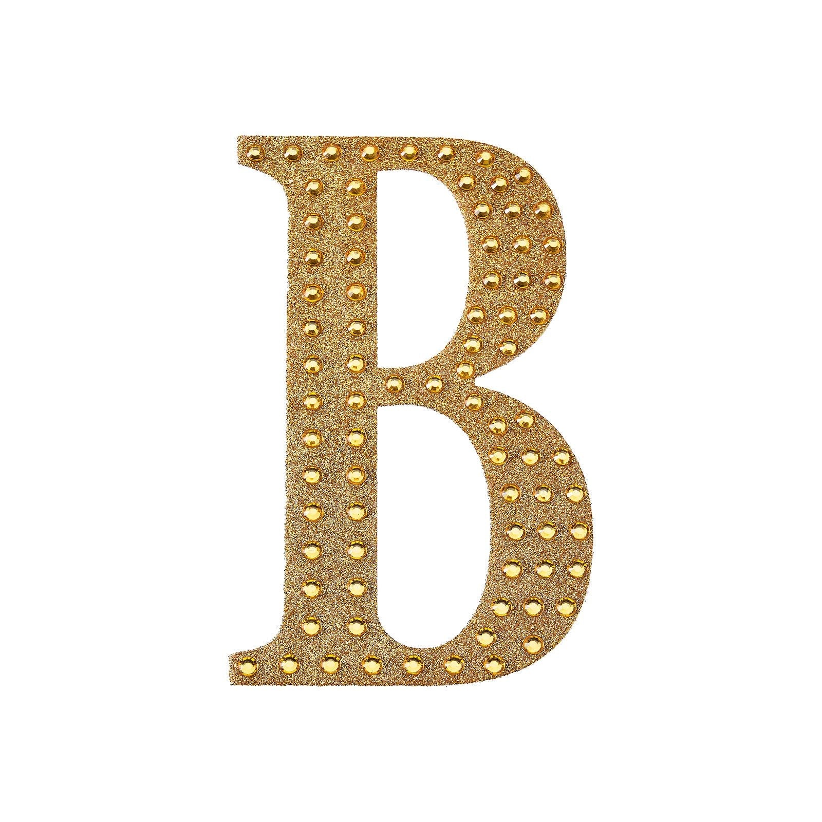 Alphabet Letter B Gold Decorative Rhinestone 8 Inch Stickers DIY Crafts#whtbkgd